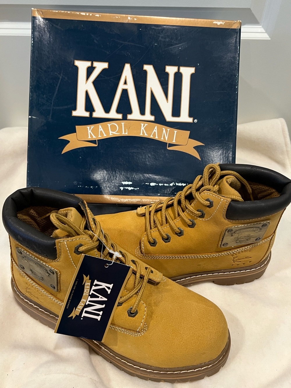 Karl Kani Klassic Vintage Tan Leather Boots Men’s US 7 EU 39.5/ Women’s 9 NWT!
